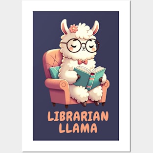 Librarian llama Reading A Book | Adorable Llama Bookworm | Cozy Reading Moments Posters and Art